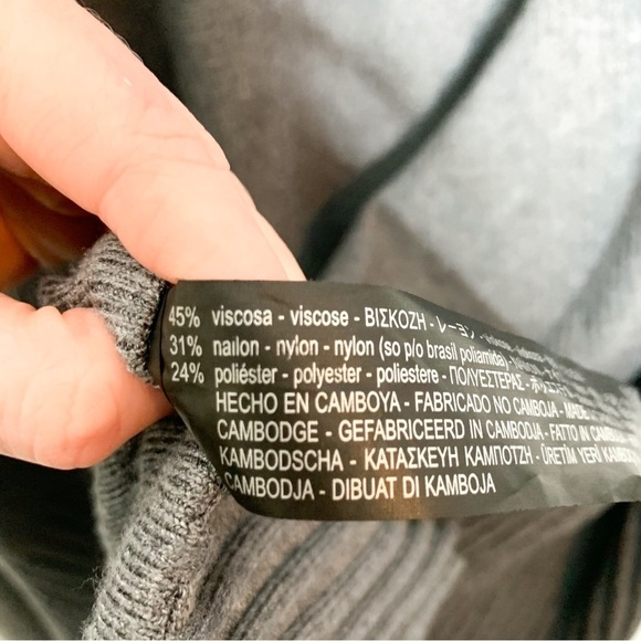 Zara Open Front Neutral‎ Gray Waterfall Knit Cardigan Sweater Medium M - Picture 5 of 10